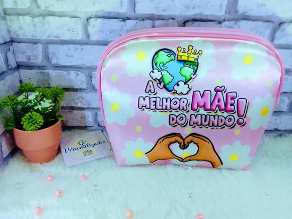 Necessaire Média Arredondada Nylon Dia das Mães