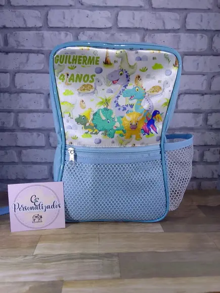 Mochila Cinturinha Personalizada Com Bolso Dinossauro