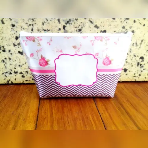 Necessaire Personalizada Chevron Flores