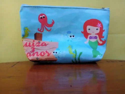 Necessaire personalizada de nylon 600 fundo do mar