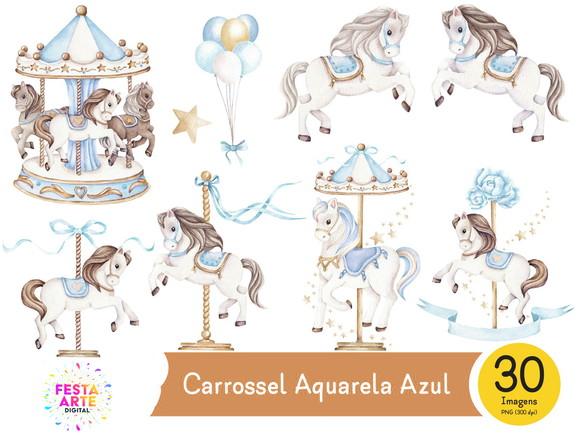 Kit Digital - Carrossel Aquarela Azul