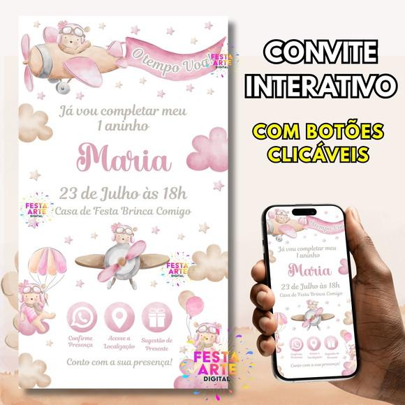 Convite o Tempo Voa Rosa Interativo