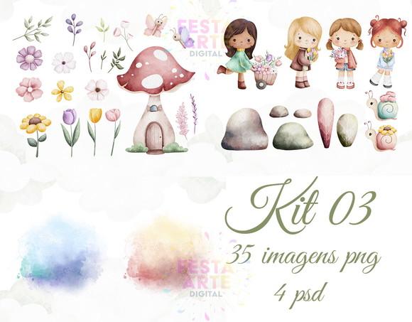 Kit Digital Jardim Encantado Aquarela #32