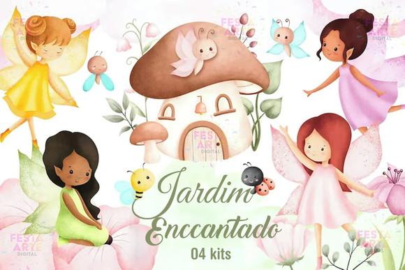 Kit Digital Jardim Encantado Aquarela #32