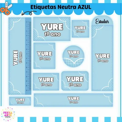 Arquivo de Corte Etiqueta Escolar Azul #etq07