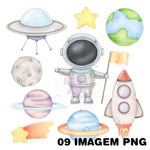 Kit Digital Astronauta Aquarela #28