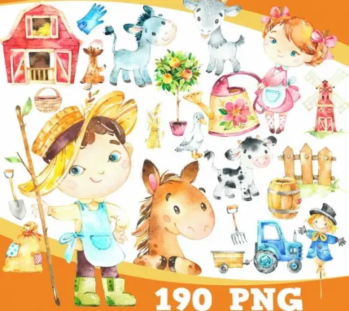 Kit Digital Fazendinha Aquarela #356