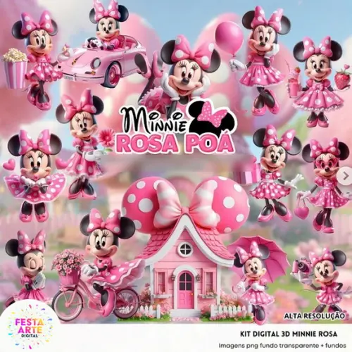 Kit Digital Minnie Rosa #187