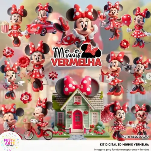 Kit Digital Minnie Vermelha #183