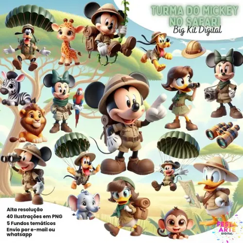 Kit Digital Turma do Mickey no Safari