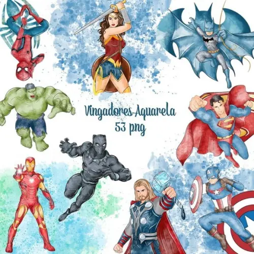 Kit Digital Vingadores Aquarela - 351