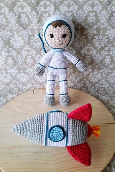 Astronauta e Foguete brinquedo Kit Amigurumi