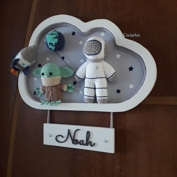 Enfeite Porta De Maternidade Astronauta e  Baby Yoda
