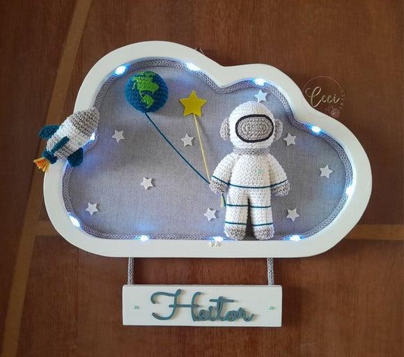 Kit Porta Maternidade Astronauta com Led +móbile Musical