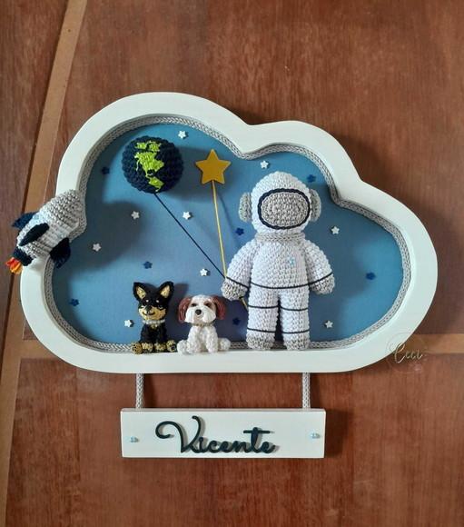 Kit Porta Maternidade Astronauta com 2 Pets +  Móbile Astronauta