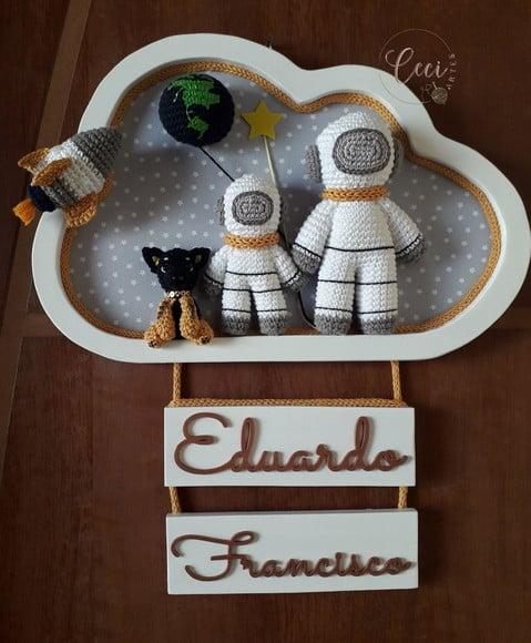 Kit Porta Maternidade Astronauta Irmãos+ Móbile +cachorrinho