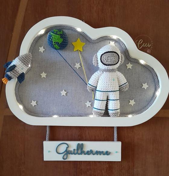 Kit Porta Maternidade Astronauta com Led +móbile Musical