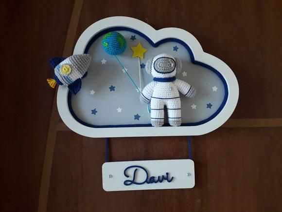 Kit Porta Maternidade+ Cabideiro + Prende Cortina Astronauta