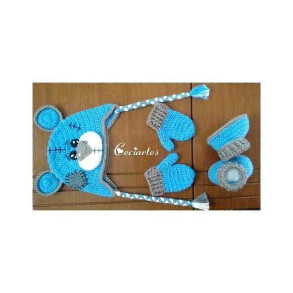 Kit infantil Touca , luva e Pantufa botinha de crochê
