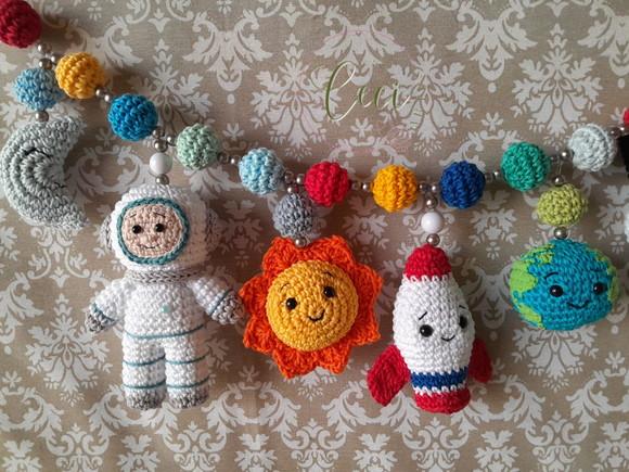 Móbile de Carrinho Astronauta Amigurumi