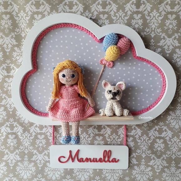 Porta Maternidade Menina E Seu Cãozinho