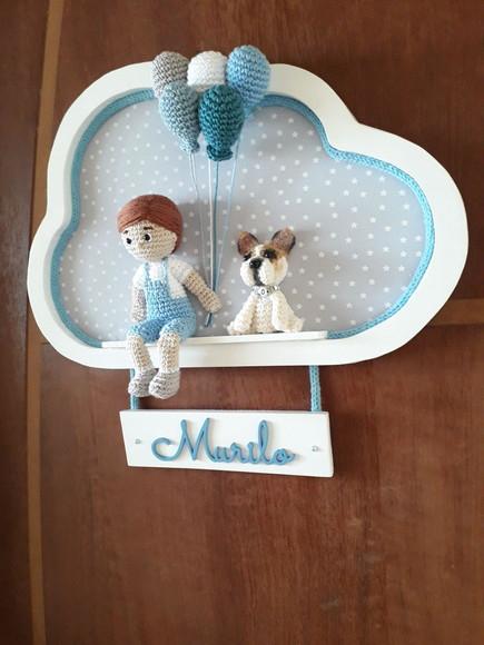 Porta Maternidade Menino com Balões e Seu Cãozinho