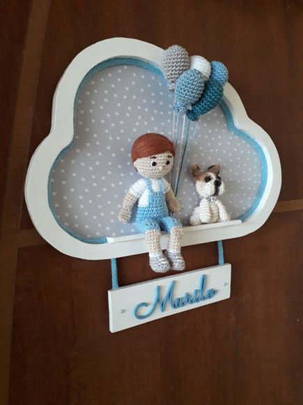Porta Maternidade Menino com Balões e Seu Cãozinho