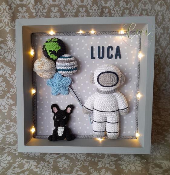Porta Maternidade Quadro Astroanauta com Led e Pet