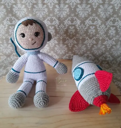 Astronauta e Foguete brinquedo Kit Amigurumi