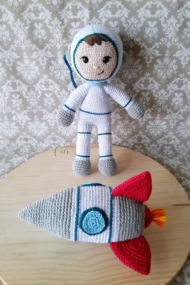 Astronauta e Foguete brinquedo Kit Amigurumi