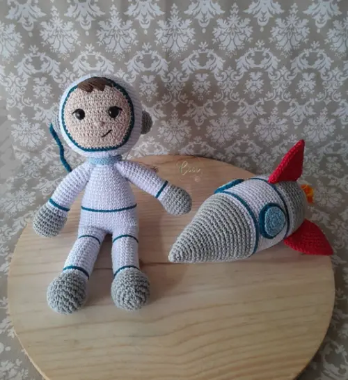 Astronauta e Foguete brinquedo Kit Amigurumi