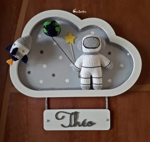 Enfeite de porta de maternidade Astronauta