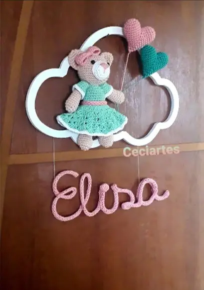 Enfeite de Porta de Maternidade ursinha Elisa