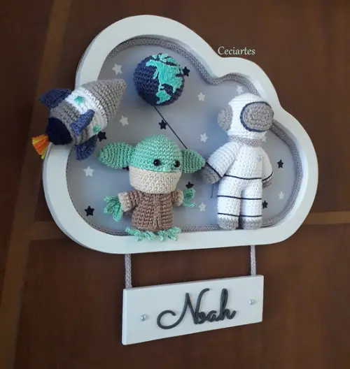 Enfeite Porta De Maternidade Astronauta e  Baby Yoda