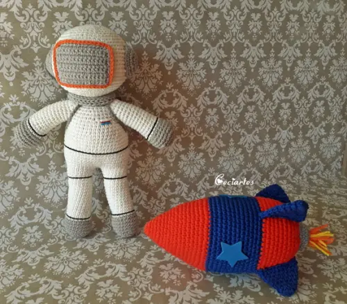 Kit Astronauta + Foguete Amigurumi
