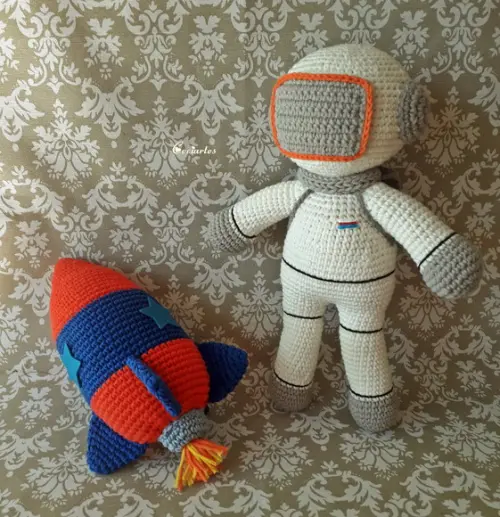Kit Astronauta + Foguete Amigurumi