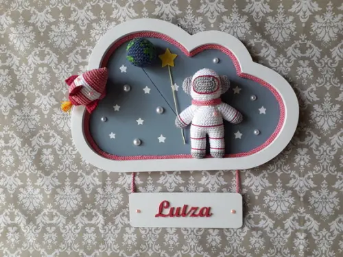 kit Porta Maternidade + Móbile musical Astronauta