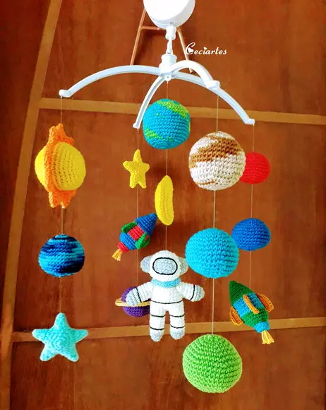 Kit Porta Maternidade + Móbile musical Astronauta Menino