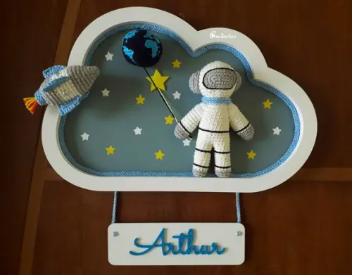 Kit Porta Maternidade + Móbile musical Astronauta Menino