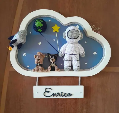 Kit Porta Maternidade Astronauta com 2 Pets +  Móbile Astronauta