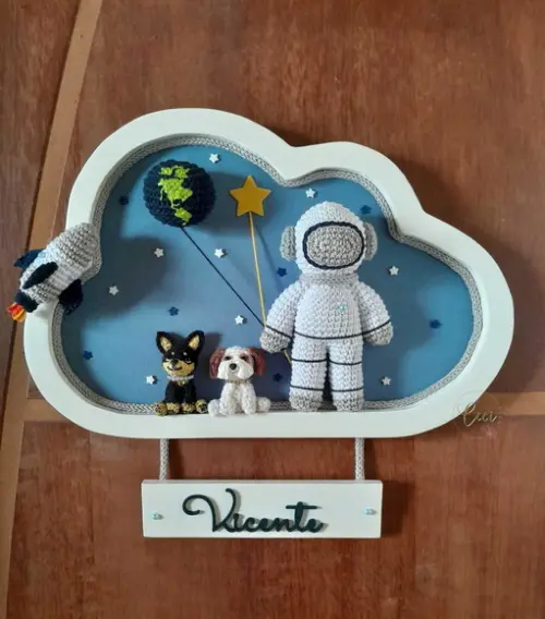 Kit Porta Maternidade Astronauta com 2 Pets +  Móbile Astronauta
