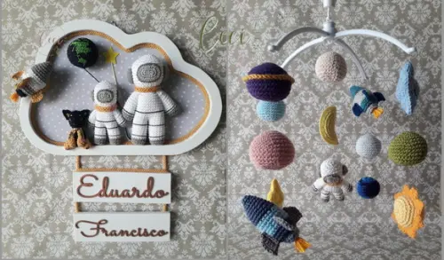 Kit Porta Maternidade Astronauta Irmãos+ Móbile +cachorrinho