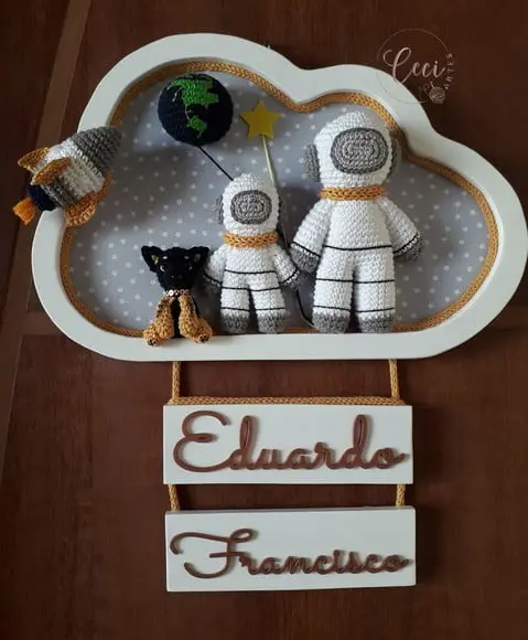 Kit Porta Maternidade Astronauta Irmãos+ Móbile +cachorrinho