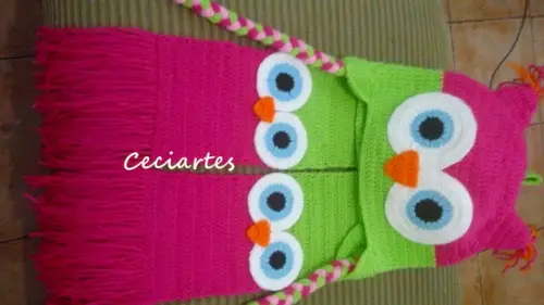 Kit Touca e Cachecol Corujinha