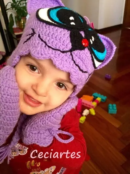 Kit touca + Luvinha Gatinha manhosa