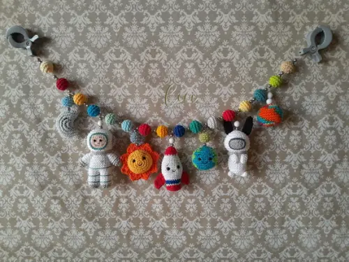 Móbile de Carrinho Astronauta Amigurumi