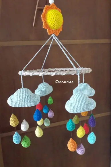 Móbile Nuvem Chuva de Amor de teto