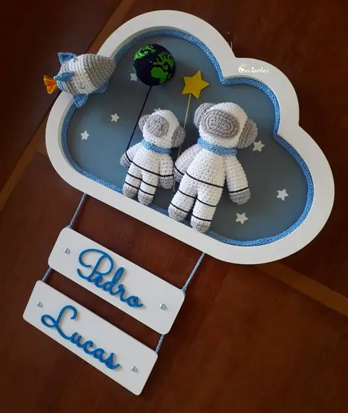 Porta Maternidade Astronauta Irmãos