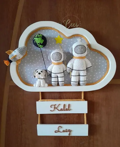 Porta Maternidade Astronauta Irmãos com o Pet