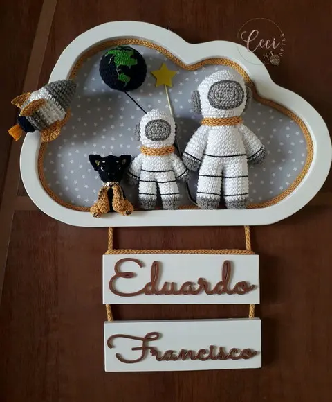 Porta Maternidade Astronauta Irmãos com o Pet